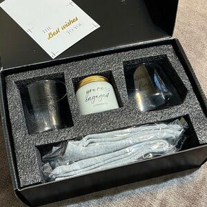 NWT Engagement Gift Set with Candle,  Glasses and Socks